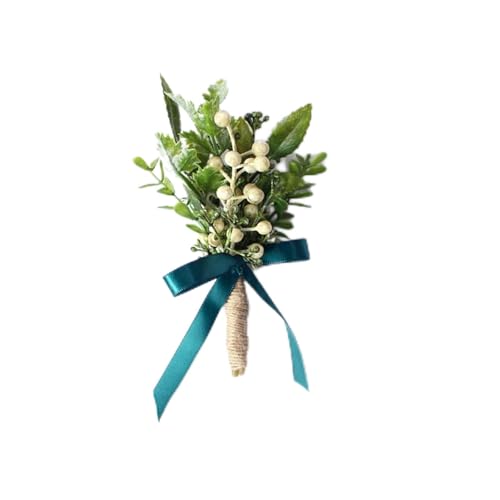 Ein Armband mit Blumen, ein Handgelenk mit Blumen Künstliche Grüne Pflanze Handgelenk Blume Palstic Sukkulenten Handgelenk Corsage Armband Brautbrosche Mann Boutonniere Kleid Zubehör (Color : Ebouton