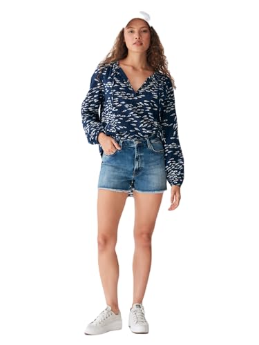 LTB Jeans Damen Jeansshorts Carola - Hotpants mit Reißverschluss und mittlerer Taille hergestellt aus Einer Baumwollmischung - Größe L in der Farbe Blau