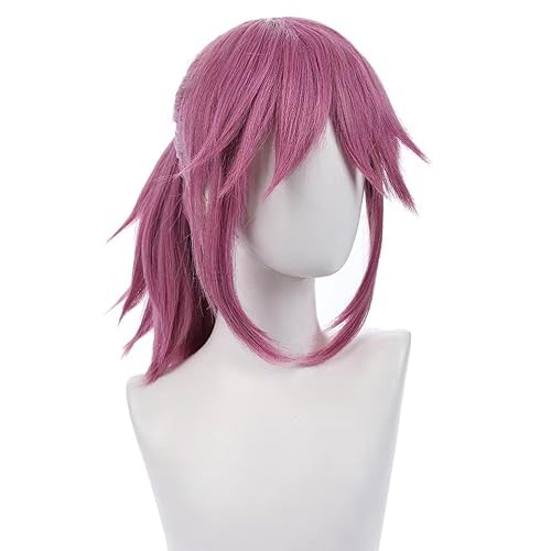 WCCNKK Wig Anime Cosplay HUNTER×HUNTER Machi Cosplay Perücke Lila-Rosa Damenperücke Hitzebeständiges Kunsthaar, Mit Perückenkappe, Dekorative Accessoires, Anime-Geschenk