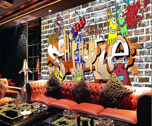 tyujlkjddlf Tapete Wandbild 3D Benutzerdefinierte Brick Wall Street Ktv Bar Graffiti-Hintergrundwand-300Cmx210Cm