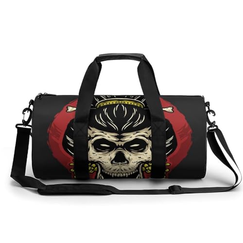 Totenkopf Frau Sport Duffel Bag Sporttasche Reisetasche Handgepäck Tasche Schwimmtasche Weekender Bag 45x23x23cm