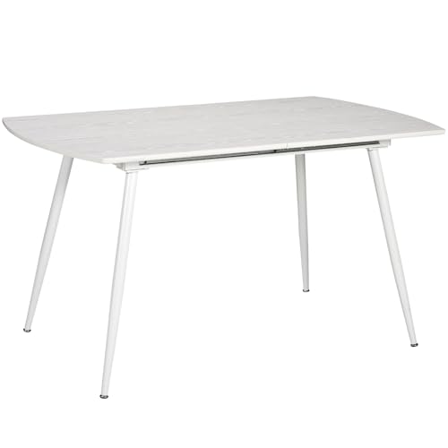 TRISENS Esstisch Mateo ausziehbar 140-180 x 80 cm 6-10 Personen Küchentisch mit Metallgestell für Küche, Esszimmer Holz Optik, Farbe:Weiß