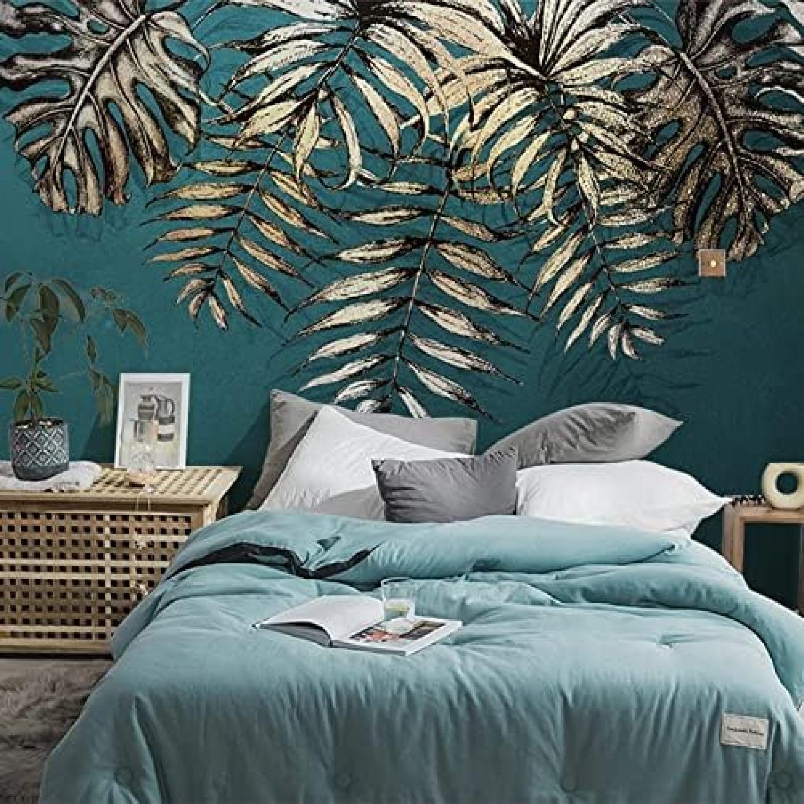 XLMING Botanical Leaves Hand Drawn Deluxe 3D Tapete Wohnzimmer Sofa Schlafzimmer Esszimmer Home Dekoration Wand-150cm×105cm