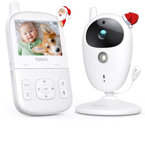 YOTON Babyphone, Babyphone mit Kamera und Audio, 3,2-Zoll-HD-Bildschirm, VOX-Energiesparmodus, Nachtsicht, Temperaturüberwachung, 2-Wege-Talkback-System, 930-mAh-Akku, 8 Schlaflieder