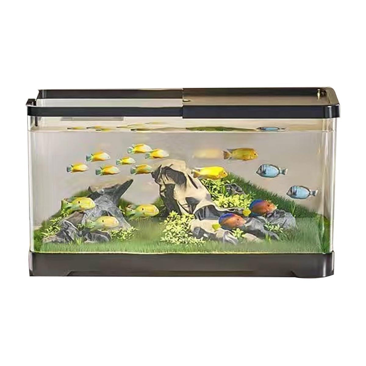 Kleines Aquarium,Starter Aquarium, Extra durchsichtiges Kunststoffgehäuse – Aquariumbehälter for Goldfische oder als Schildkrötenbehälter for Wasserschildkröten mit Abflussloch am Boden, groß