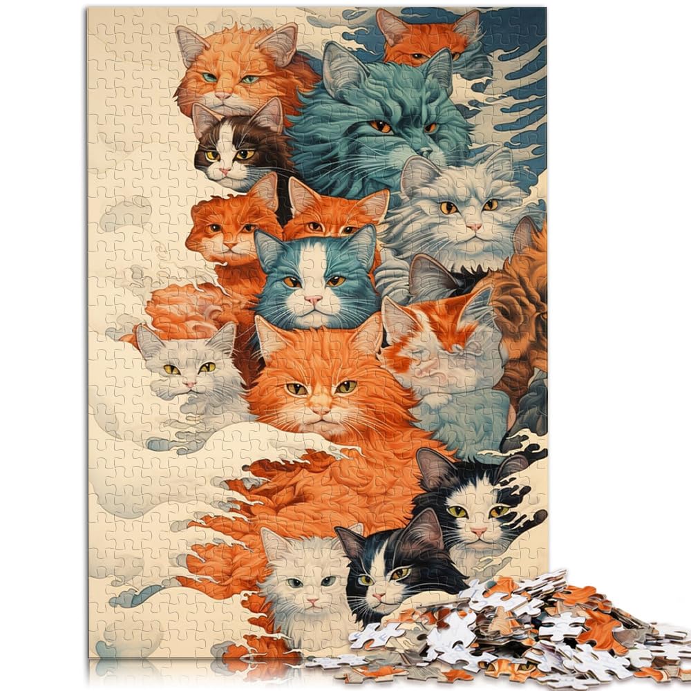 Puzzle Art Cat Puzzles für Erwachsene 1000 Teile Holzpuzzle Jedes Teil ist einzigartig - Anspruchsvolles Familienspaßspiel 1000 Teile (50 x 75 cm)