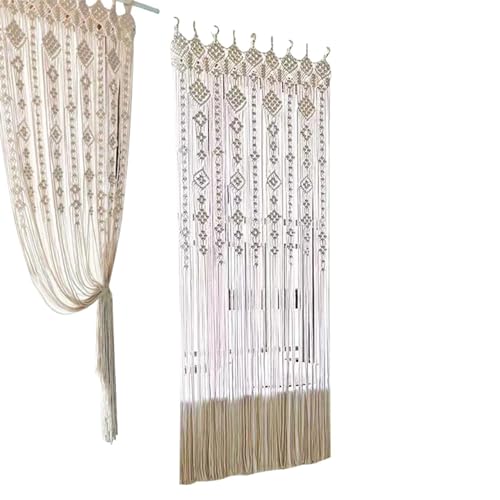 Nbhuiakl Handgewebte Boheme-Vorhänge, 200 x 80 cm, Makramee-Vorhänge, Makramee-Vorhänge, Makramee-Vorhänge, gewebte Wandteppiche, Fenstervorhänge, Boho-Dekoration für Hintergrund