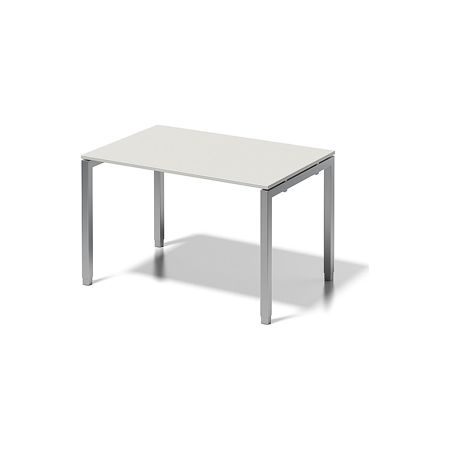 BISLEY Cito Schreibtisch, 650-850 mm höheneinstellbares U-Gestell, Metall, Gw355 Dekor Grauweiß, Gestell Silber, 80 x 120 x 85 cm