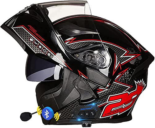 Klapphelme mit Bluetooth-Motorradhelm Damen und Herren,DOT/ECE Zertifiziert Modularer Helme Integralhelm Motorradhelm mit Double Lens Rollerhelm Sturzhelm (Color : C, Größe : L=59-60cm)