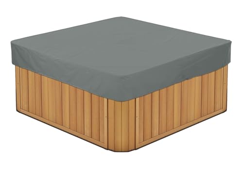 BaCover Outdoor Quadrat Whirlpool-Abdeckung, Allwetter Garten Spa Abdeckung aus 210D Oxford, Wasserdicht, Staubdicht, UV-geschützt Poolabdeckung,Grau,244x244x30cm