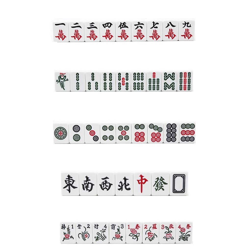 BFVAKBKYT Chinesisch Majong Set, Chinesisches Mahjong-Spielset mit Aluminiumkoffer - mit 144 Spielsteinen, 4 Würfeln Chinesisches Mahjong-Spielset(42#)