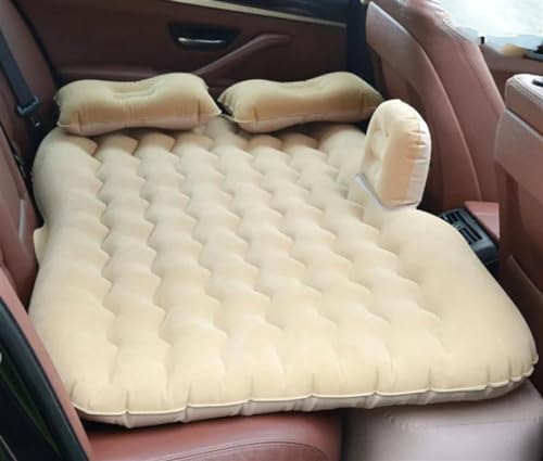 GLILAR Auto Luftmatratze Auto Aufblasbare Matratze Reisebett Auto Aufblasbare Matratze Camping Kissen Tragbare Isomatte SUV MPV Kofferraum Luftbett Autozubehör(Beige)