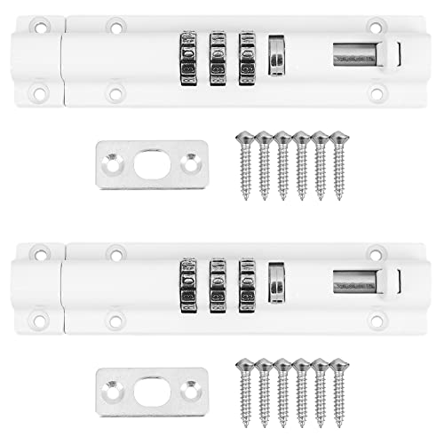 Sizoriruk 2X Horizontal Horizontal Türriegelschloss Schiebekombinationscode Kann für Garagenschrank Weiß Zurückgesetzt Werden