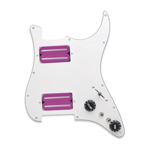 Schlagbrett Tonabnehmer für E Gitarre Schlagbrett für Gitarre zwei Klingen hoher Output 15 K mit zwei vorverdrahteten Schlagplatten(Purple WH Pickguard)