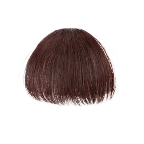 Pony Synthetische Perücke, Air Bangs, natürlich, kurz, braun, blond, schwarz, Kunsthaar, Fransenverlängerung, Clip-in-Haarteile Pony Haarspange(Dark Brown)