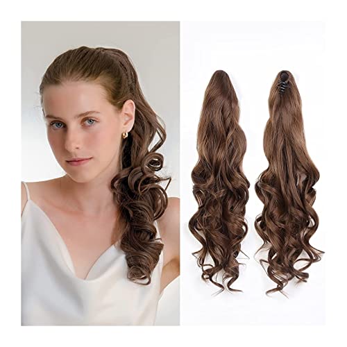 Ponytail Extension/Haarteil 18-Zoll-Haarteil mit lockiger Welle, Mini-Backen-Pferdeschwanz, Pferdeschwanz-Haarteil, Clip-in-Haarklammer, Pferdeschwanz-Verlängerung, Kunstfaser for Frauen Pferdeschwanz