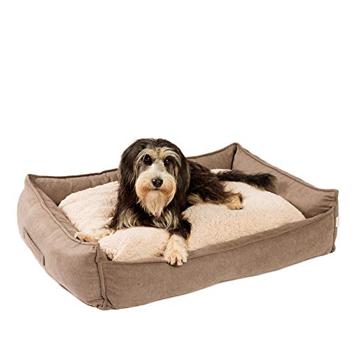 JAMAXX Premium Hundebett Orthopädisch Memory Visco Schaum Waschbar Wendekissen Wasserabweisend/Hundekörbchen Weicher Samtartiger Sofa Stoff Hundekissen Hundekorb PDB2002 (M) 90x70 braun