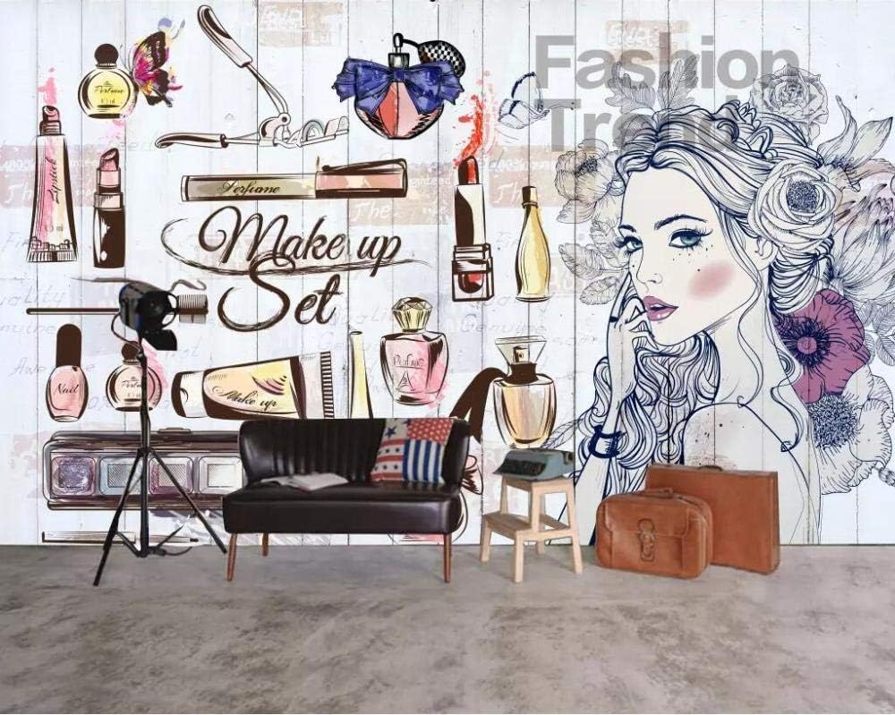 Frau Avatar Parfüm Lippenstift 3D Tapete Poster Restaurant Schlafzimmer Wohnzimmer Sofa TV Dekorative Wand-200cm×140cm