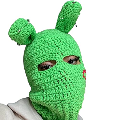 MEELYHOME Sturmhaube, niedliches Kaninchen, gehäkelt, Mütze für Damen und Herren, Bild-Requisiten, Ohrkappe, Cosplay, Halloween, Party, Strickmützen für Frauen