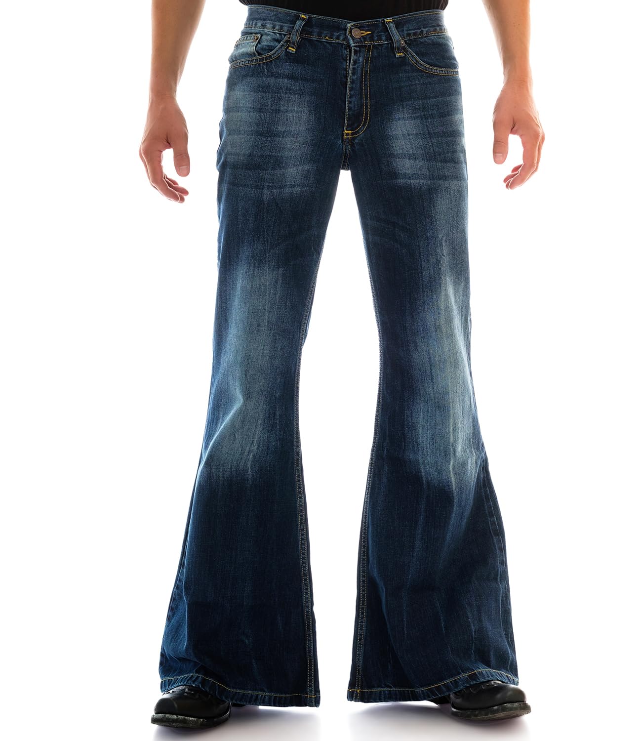 Comycom Dunkelblaue Herren Jeans Schlaghose Star Burn (DE/NL/SE/PL, Bundweite & Schrittlänge, 48, 34, Dunkelblau)