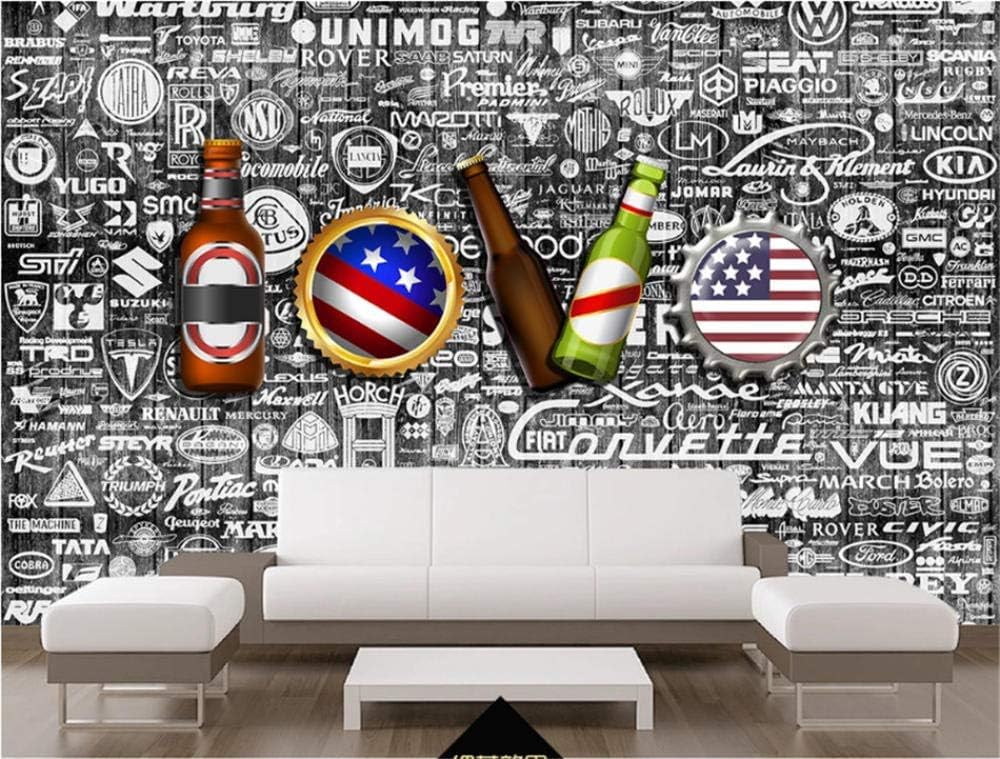 Abstrakte Buchstaben Bier 3D Tapete Poster Restaurant Schlafzimmer Wohnzimmer Sofa TV Dekorative Wand-350cm×256cm