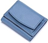 VSULZVNU Kartenetuis aus echtem Leder, Damengeldbörse, Mini-Münzgeldbörse, kleine Geldbeutel, Damen-Tasche, Kartenhalter, kleine Clutch-Tasche (Farbe: Blau)