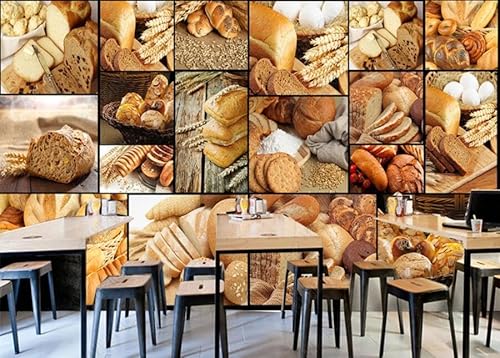 tyujlkjddlf Tapete Wandbild 3D Benutzerdefinierte Brot Backen Café Milch Tee Dessert Shop Hintergrundwand-400Cmx280Cm