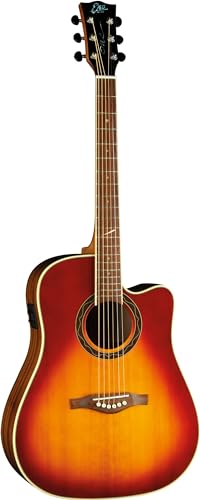 EKO Guitars – One D150CE Vintage Burst Elektro-Akustikgitarre CE Serie ONE, verstärkt mit Fishman Presys II-System, Mahagoni-Unterseiten, Glanz-Finish, Skala 650 mm, Farbe Sunburst