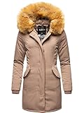 MARIKOO Damen Winter Kurzmantel Karmaa Taupe Gr. L