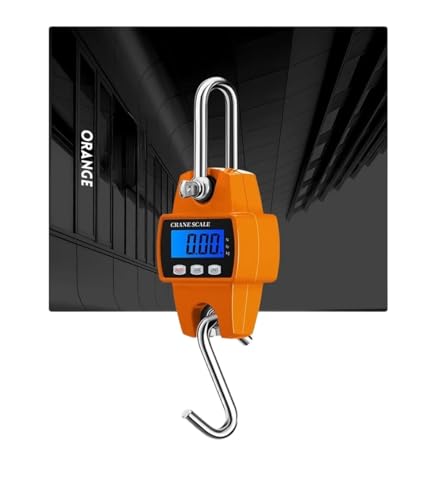 Industriekranwaage, Mini-LCD-Digital-300-kg-Hängewaage, tragbar, industrielle elektronische Hochleistungs-Gewichtshaken-Kranwaage, for Zuhause, Bauernhof, Werkzeug,Messgeräte(Orange)