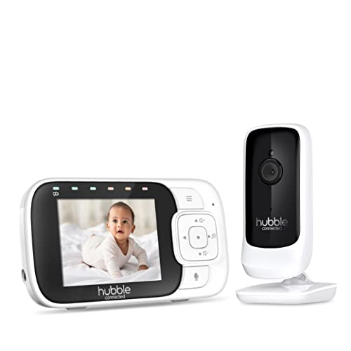 Hubble Connected Nursery View+ Babyphone mit Kamera, 2,8-Zoll-Bildschirm, Infrarot-Nachtsicht, Schlaflieder, visuelle Schallpegelanzeige, digitaler Zoom und Raumtemperatursensor