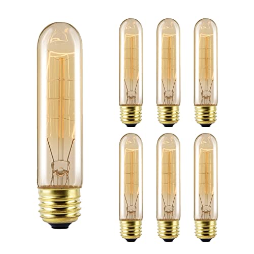 6 Stück Vintage Edison Glühbirne T10 40 Watt 2700K 280LM Dimmbar Antik Röhren Altmodische Glühlampe E26/E27 Basis COB Röhrenfilament for Home Leuchten Dekorative AC220V ( Color : Warm Yellow )