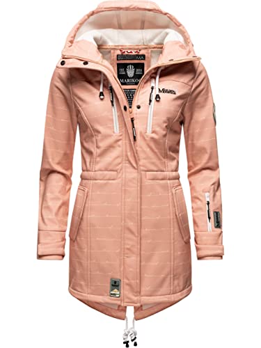 MARIKOO Damen Softshelljacke Parka Übergangsjacke Regenjacke Jacke mit Kapuze Zimtzicke Rose Lines Gr. S