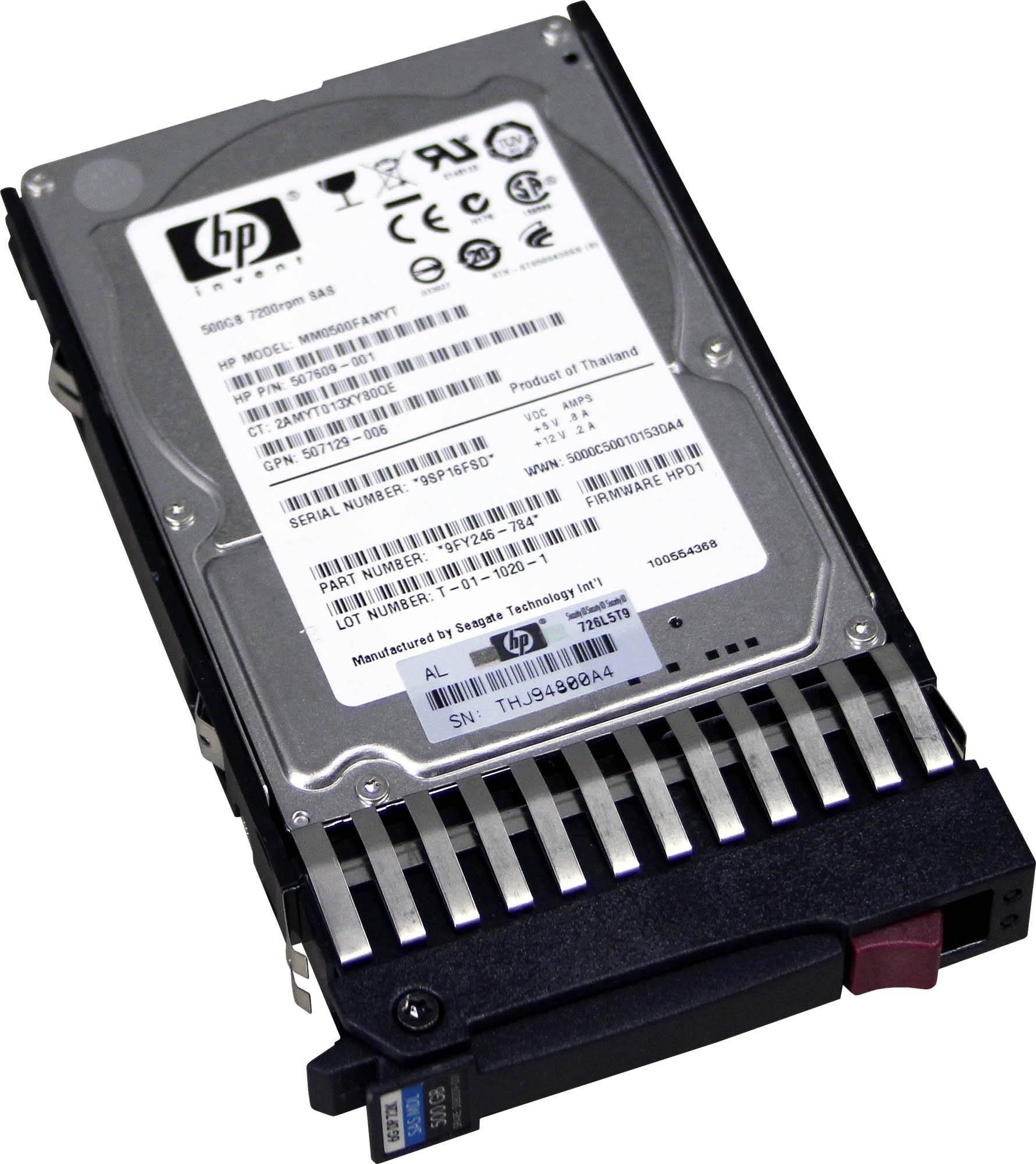 HP SAS- Festplatte 500GB Dual Port 7,2k SFF 507610-B21, 507609-001, MM0500FAMYT (Generalüberholt)