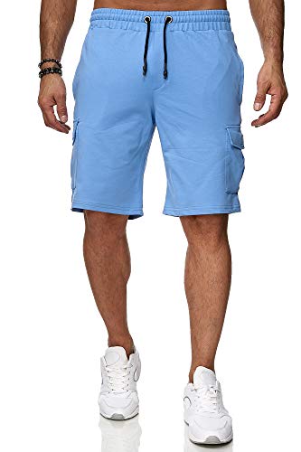 Reslad Kurze Hose Herren Cargo Bermuda Shorts Jogginghose Sport-Hose RS-5069 (S, Hellblau)