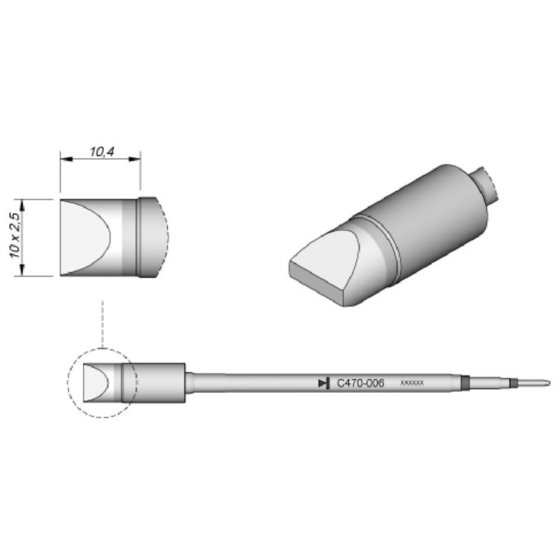 JBC - Lötspitze Serie C470, Meißelform, C470006/10 x 2,5mm, gerade