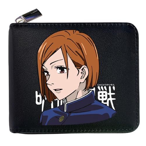 RYNDEX Jujut-su Kais-en Anime Wallet, Spaß Süß Kawaii Kartenetui mit Münzfach, Reise-Kulturbeutel für Ausweis Banknote Münze Foto(Color:Black 13)