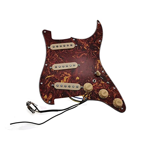 7-Wege voll beladenes vorverdrahtetes Schlagbrett für Strat-Gitarre SSS Alnico 5 Single Coil Tonabnehmer Geladenes Schlagbrett (Color : Crimson Tortoiseshell)