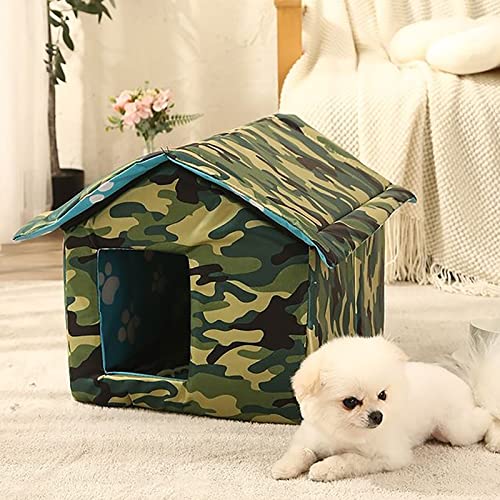 Katzenhaus Outdoor Winterfest, Katzenhaus Outdoor, Einfach Zusammenzubauen, Zusammenklappbares Warmes Haustiernest Kitty Shelter for Den Winter, 600D Oxford-Stoff ( Color : B-1 , Size : M )