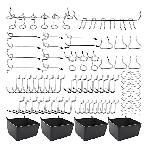 Kiudduy 80-Teiliges Pegboard Hooks-Sortiment mit Pegboard Bins, Peg Locks, Organisieren Verschiedener Werkzeuge für Den KüChenhandwerksraum