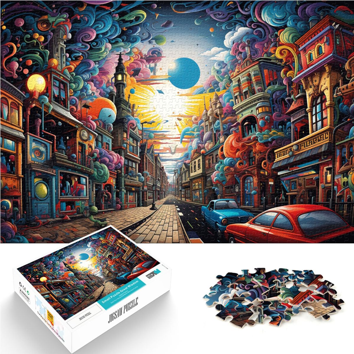 Puzzle, Lernspiele, farbenfrohe psychedelische Kunst in Amsterdam, Puzzle für Erwachsene, 1000 Teile, Holzpuzzle, Spielzeug, Wanddekoration, 1000 Stück (50 x 75 cm)