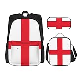 WURTON Trendige Rucksacktaschen mit Flagge von Georgia, Lunchbox, Federmäppchen, 3-in-1, verstellbares Rucksack-Set, Schwarz, Einheitsgröße, Schwarz , Einheitsgröße