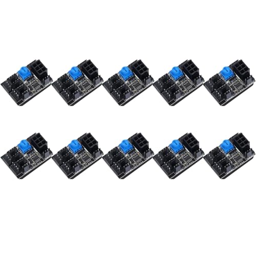 Yeihhtuk 10X 3-Poliger 4-Poliger LüFteradapter PWM PC GehäUse LüFternabe 8-Wege Splitter 12 V Geschwindigkeitsregler mit 6-Poligem Stromanschluss