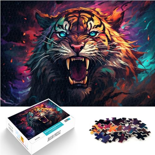 Puzzles Geschenke Spielzeug Bunter Tiger 1000 Teile Puzzle für Erwachsene Puzzles Holzpuzzle Interessantes Stressabbau-Puzzle 1000 Teile (50x75cm)