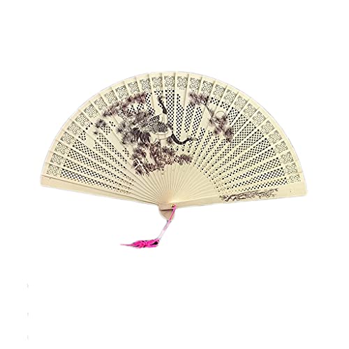 Dekoration Faltfächer Handfächer, Duftender Holz-Faltfächer im chinesischen Stil, Retro-Faltfächer für Damen, Hohl-Faltfächer für Partys, Hochzeiten, Tanzdekoration, eleganter Handfächer (Farbe: