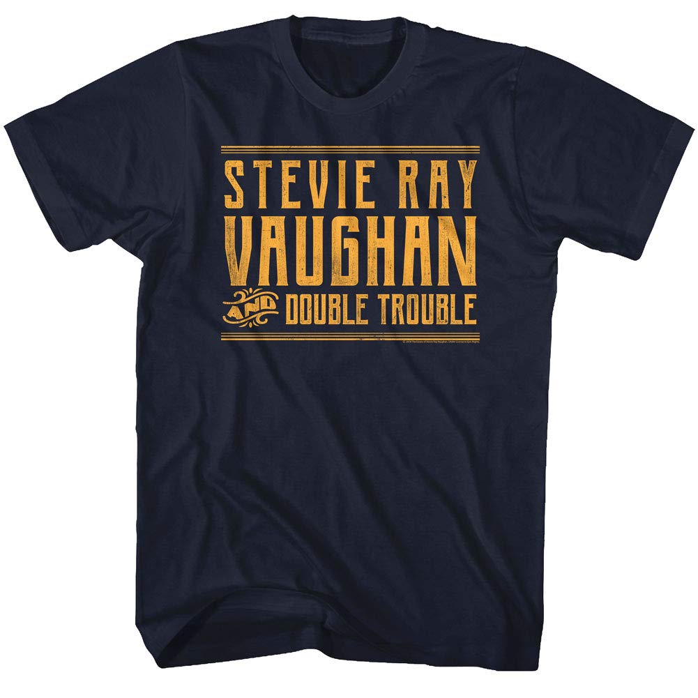 Stevie Ray Vaughan Musician Singer Guitarist Double Trouble Adult T-Shirt Tee, navy, X-Groß