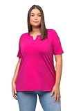 Ulla Popken Damen große Größen Übergrößen Plus Size T-Shirt, A-Linie, Tunika-Ausschnitt, Halbarm Fuchsia pink 46+ 807259815-46+