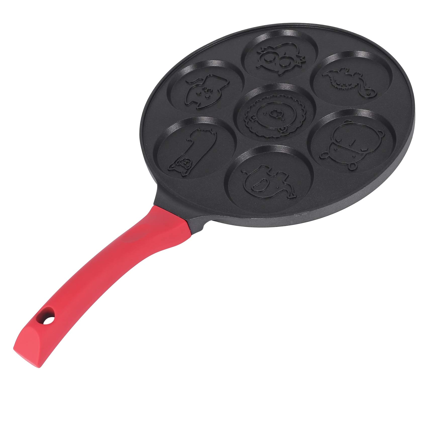 Ghulumn Pfannkuchen Hersteller - Antihaft Pfannkuchen Pfanne Pfanne Mini Crepe Maker 7 Form Pfannkuchen mit Silikon, Schwarzes Tier