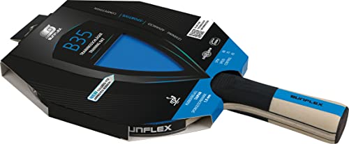 Sunflex® Color COMP B35 Tischtennisschläger | Trainingsschläger | konkaver Griff | ITTF zertifizierter Blauer Belag | für fortgeschrittene Spieler