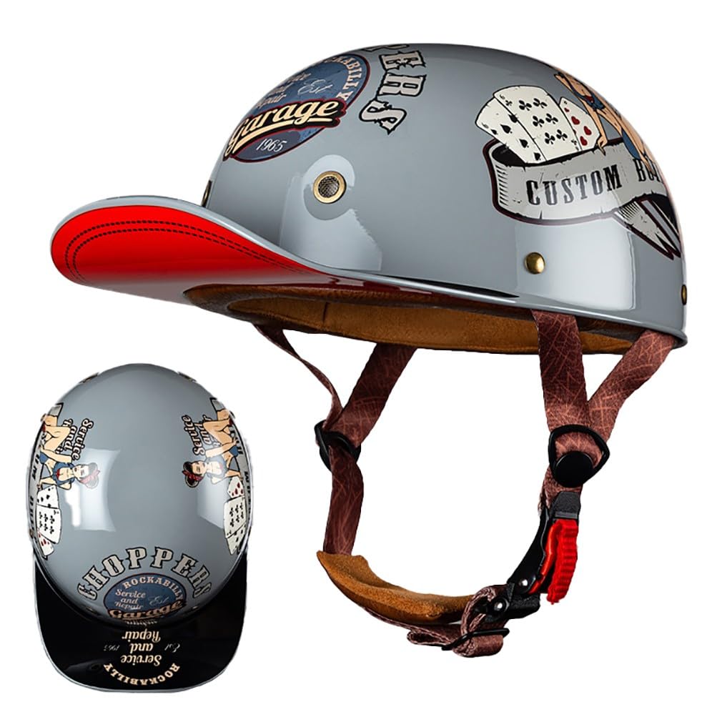 Motorrad Halbschalen Halbhelm Halbschalenhelm Baseballmütze-Helm Baseball Cap Motorradhelm Mit ECE-Zulassung Cruiser Chopper Scooter Helm Für Bike Cruiser Chopper Moped Scooter